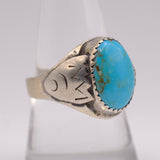 Vintage Sterling Turquoise Stamped Band Ring 9