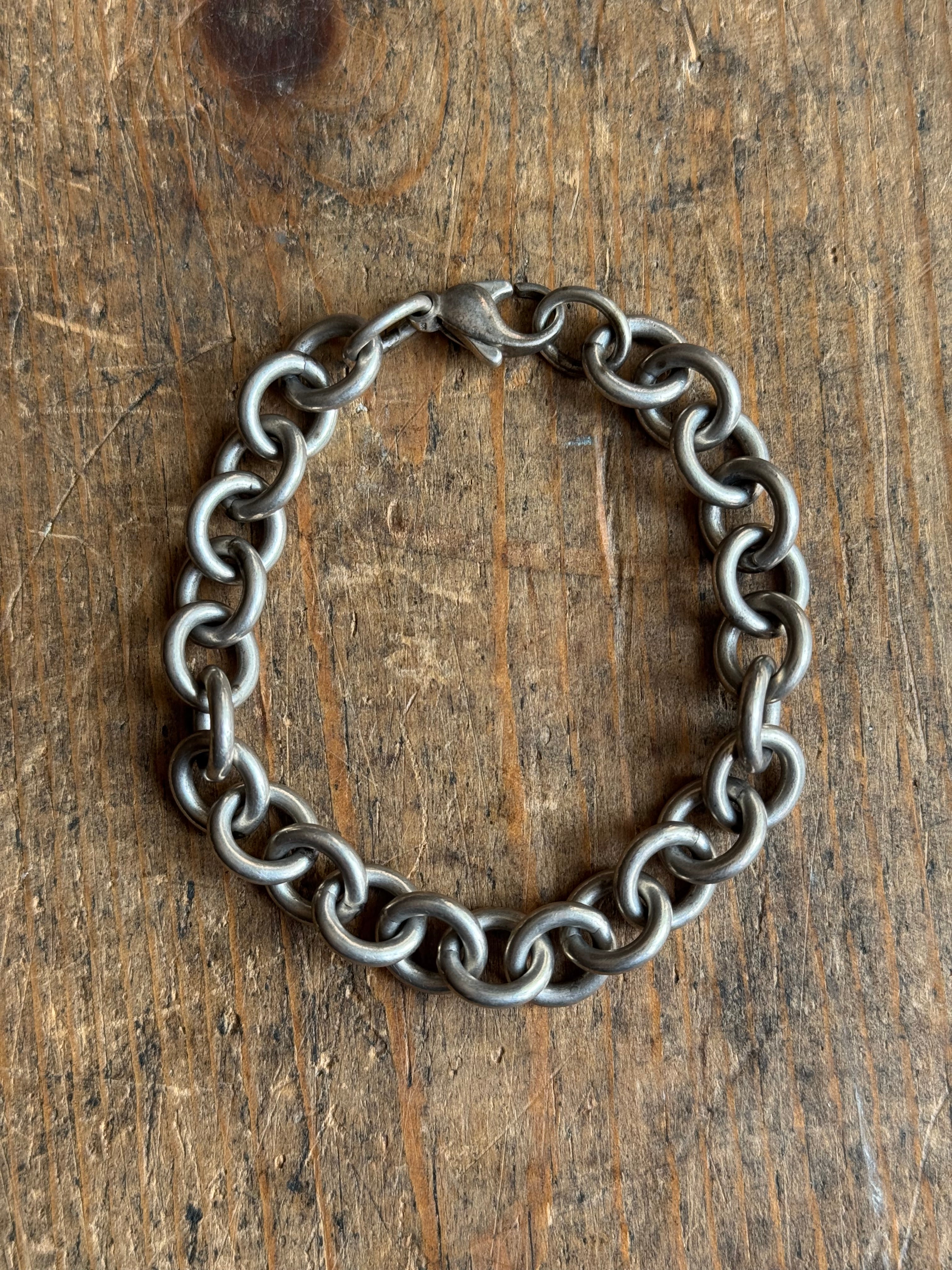Vintage Sterling Silver 7” Chunky Round Cable Chain Bracelet