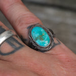 Vintage Sterling Turquoise Roper Ring 6