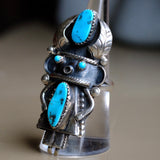 HUGE Vintage Sterling Turquoise Kachina Ring 7.75