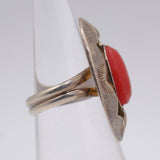 Vintage Sterling Coral Shadowbox Ring 4