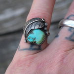 Vintage Sterling Turquoise Feaster Ring 5.75