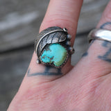 Vintage Sterling Turquoise Feaster Ring 5.75