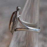 Vintage Sterling Tigers Eye Feather Ring 5.5