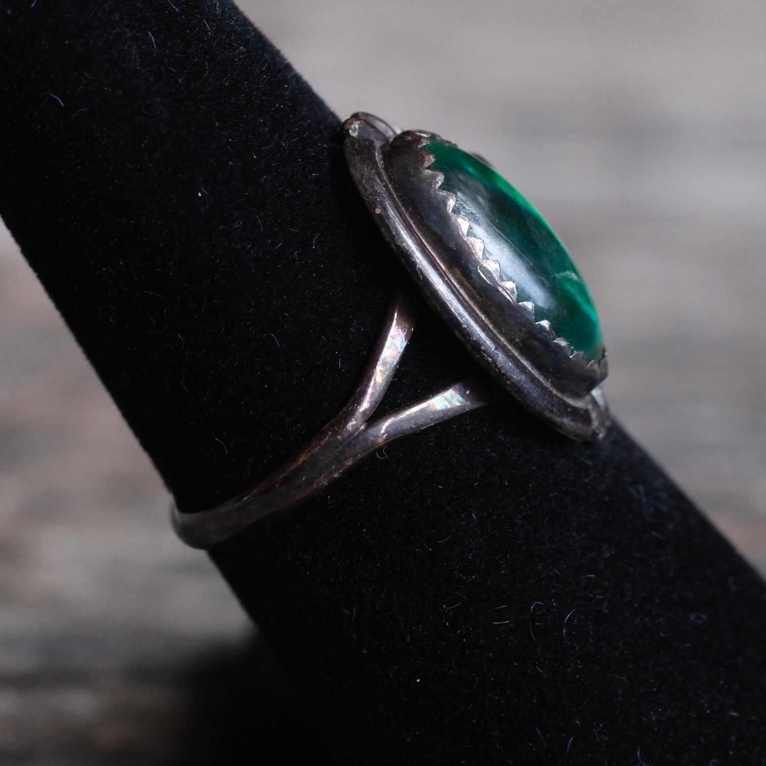 Vintage Sterling Blue Abalone Ring 6.25
