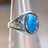 Vintage Sterling Turquoise Thunderbird Ring 5.75
