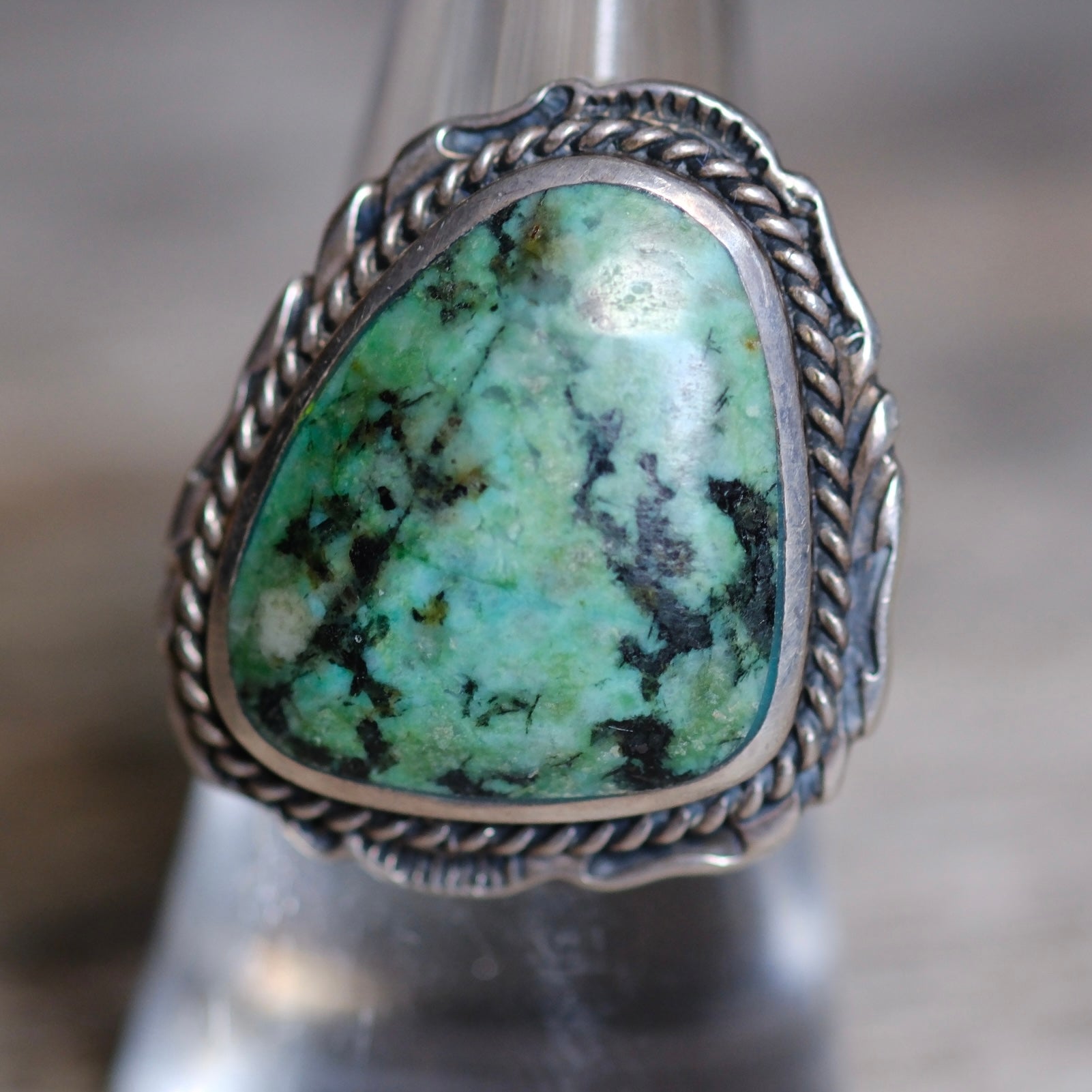 Vintage Sterling Turquoise Roper Ring 7