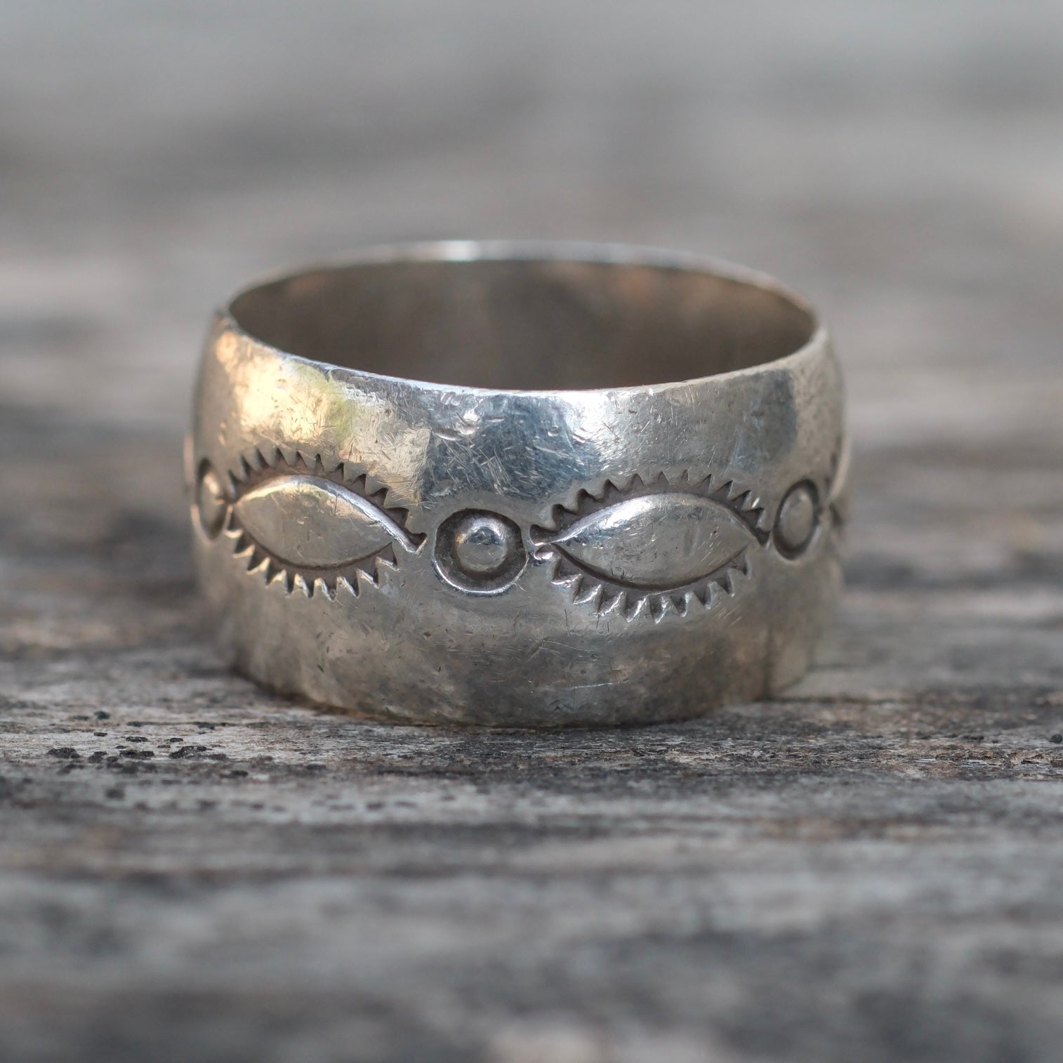 Vintage Sterling Silver Stamped Wide Band Ring 6.25