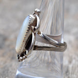 Vintage Sterling Mother Of Pearl Feather Ring 8.25
