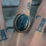 Vintage Sterling Bloodstone Cabochon Ring 8.5