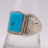 Vintage Sterling Turquoise Stamped Band Ring 9.75