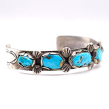 Vintage Sterling 5-Stone Turquoise Cuff Bracelet 6.75"