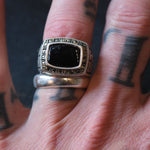 Vintage Sterling Onyx Signet Ring 9.25