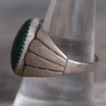 Vintage Sterling Malachite Ribbed Band Ring 9.75
