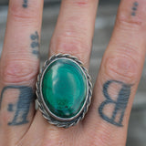 Vintage Sterling Malachite Roper Ring 10.5