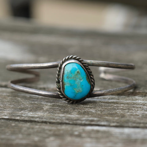 Vintage Sterling Turquoise Roper Cuff