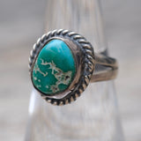 Vintage Sterling Turquoise Roper Ring 6