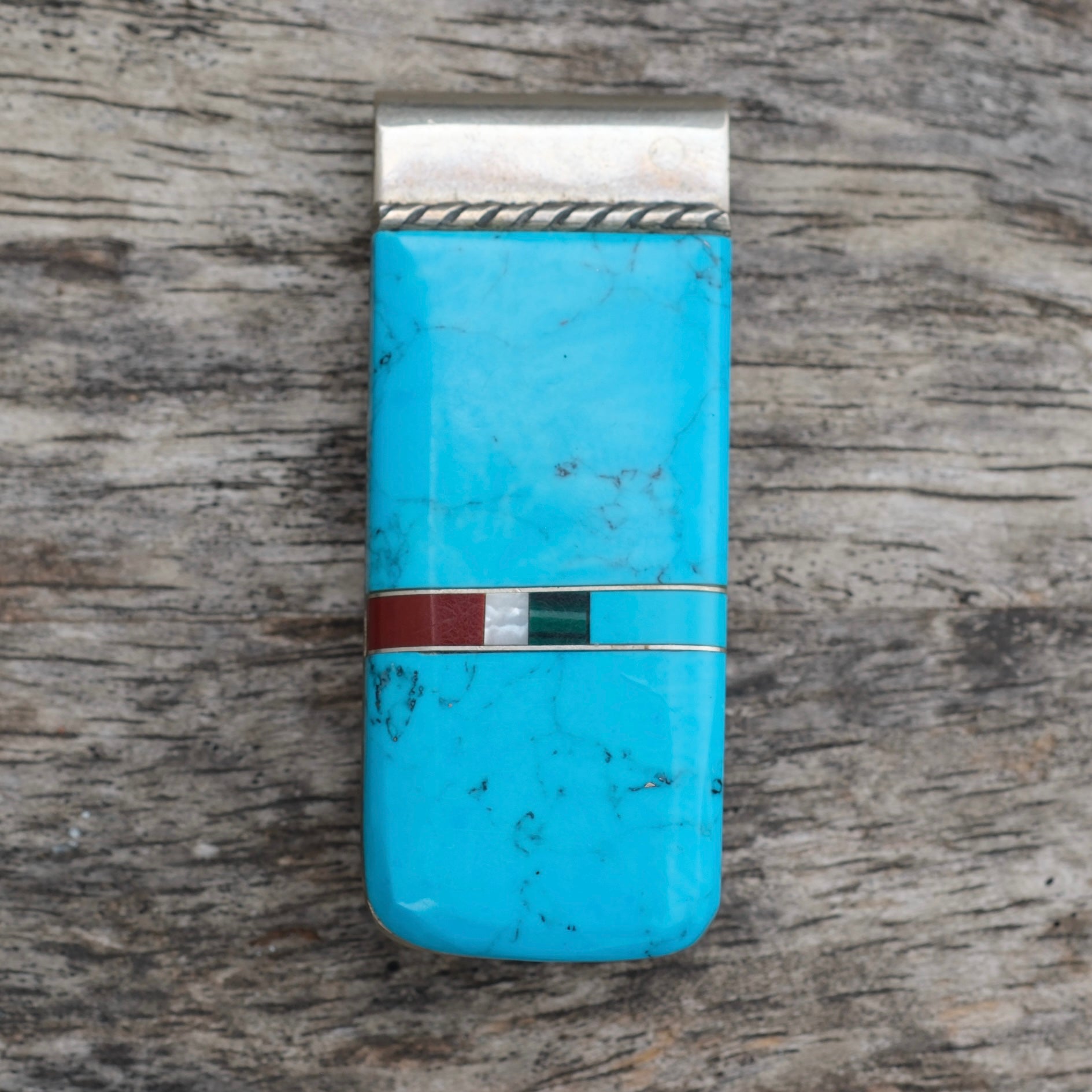 Vintage Turquoise Inlay Money Clip