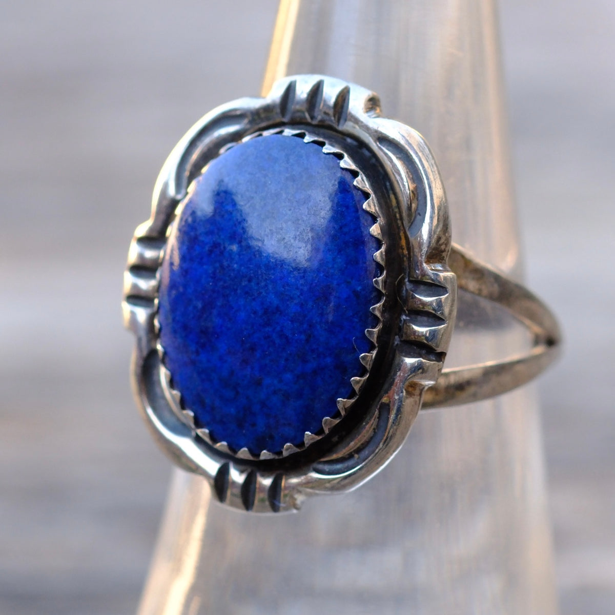 Vintage Sterling Lapis Ring 6.5