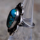 Vintage Sterling Bisbee Turquoise Feather Ring 6.75