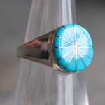Vintage Sterling Turquoise Inlay Pinwheel Ring 5.5