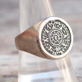 Vintage Sterling Aztec Calendar Ring 10