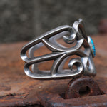 Incredible Vintage Sterling Turquoise Sandcast Cuff