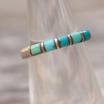 Vintage Sterling Turquoise Inlay Band 4.25