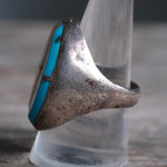 Vintage Sterling Turquoise and Mother Of Pearl Ring 9.5