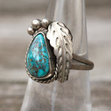 Vintage Sterling Turquoise Feather Ring 6.75