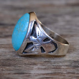 Vintage Sterling Turquoise Thunderbird Ring 9.75