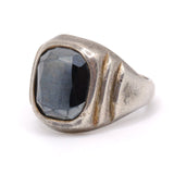 Vintage Sterling Hematite Signet Ring 4.75