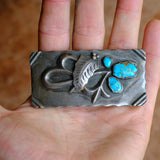 Vintage Sterling 3-Stone Turquoise Ladies Belt Buckle