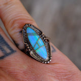Vintage Sterling Opalite Inlay Ring 5.75
