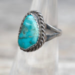 Vintage Sterling Turquoise Roper Ring 5