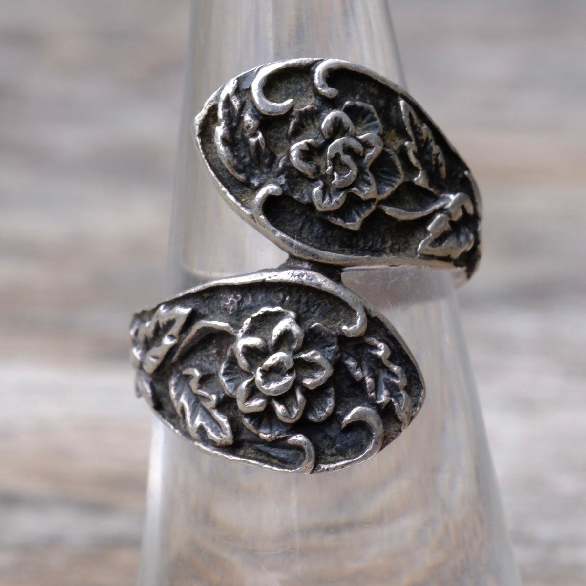 Vintage Sterling Floral Overpass Ring 6.25