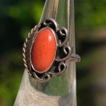 Vintage Sterling Coral Feather Ring 5.75