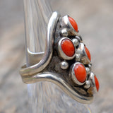 Vintage Sterling Coral Cluster Ring 6
