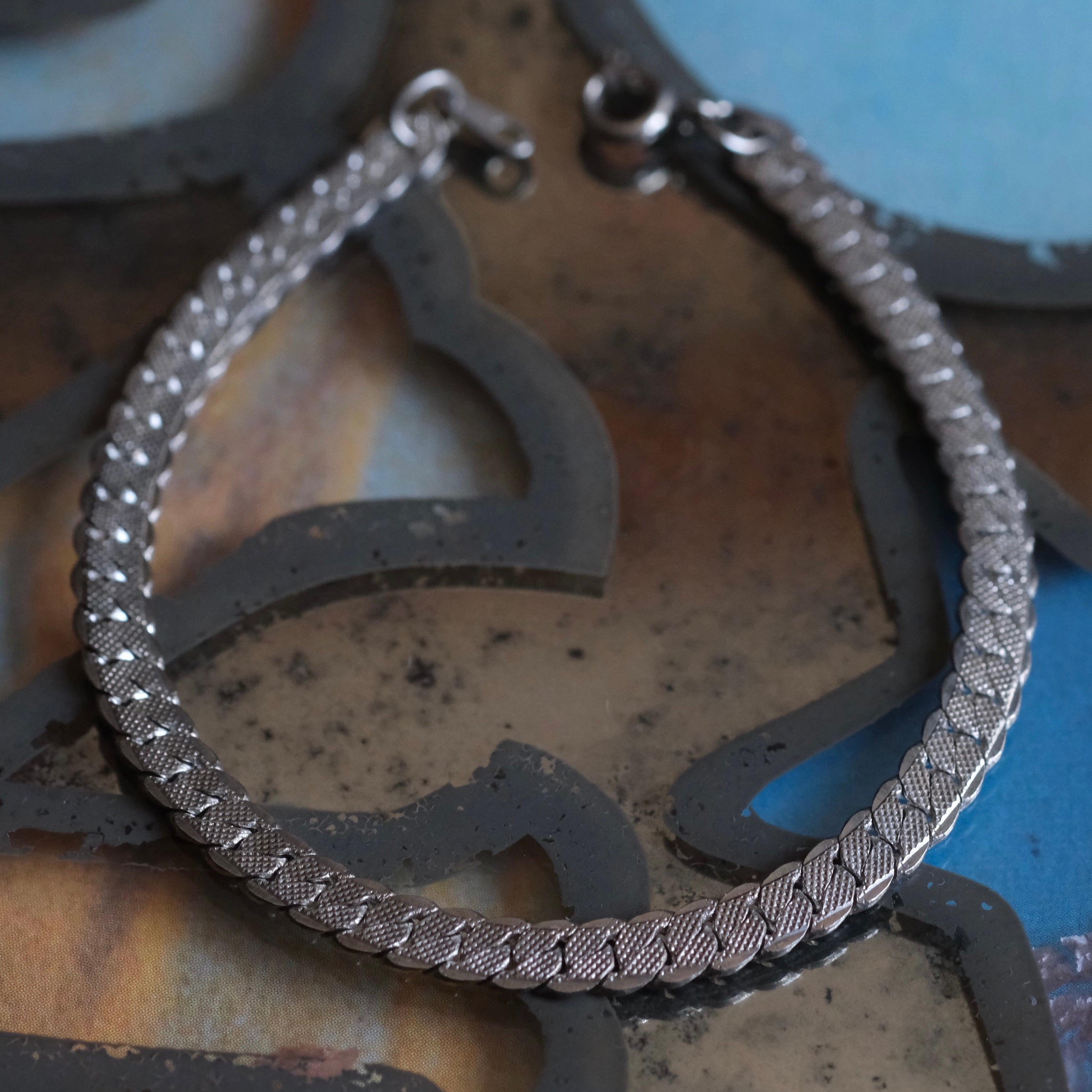 Vintage Sterling Silver Herringbone Bracelet 7.5"