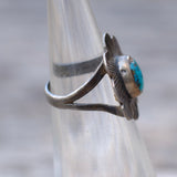 Vintage Sterling Turquoise Floral Ring 1.5