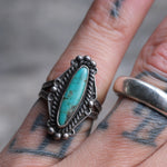 Vintage Sterling Turquoise Stamped Band Ring 5