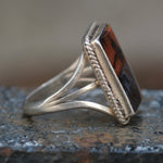 Vintage Sterling Agate Roper Ring 5.25