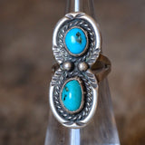 Vintage Sterling Double Turquoise Ring 3.25
