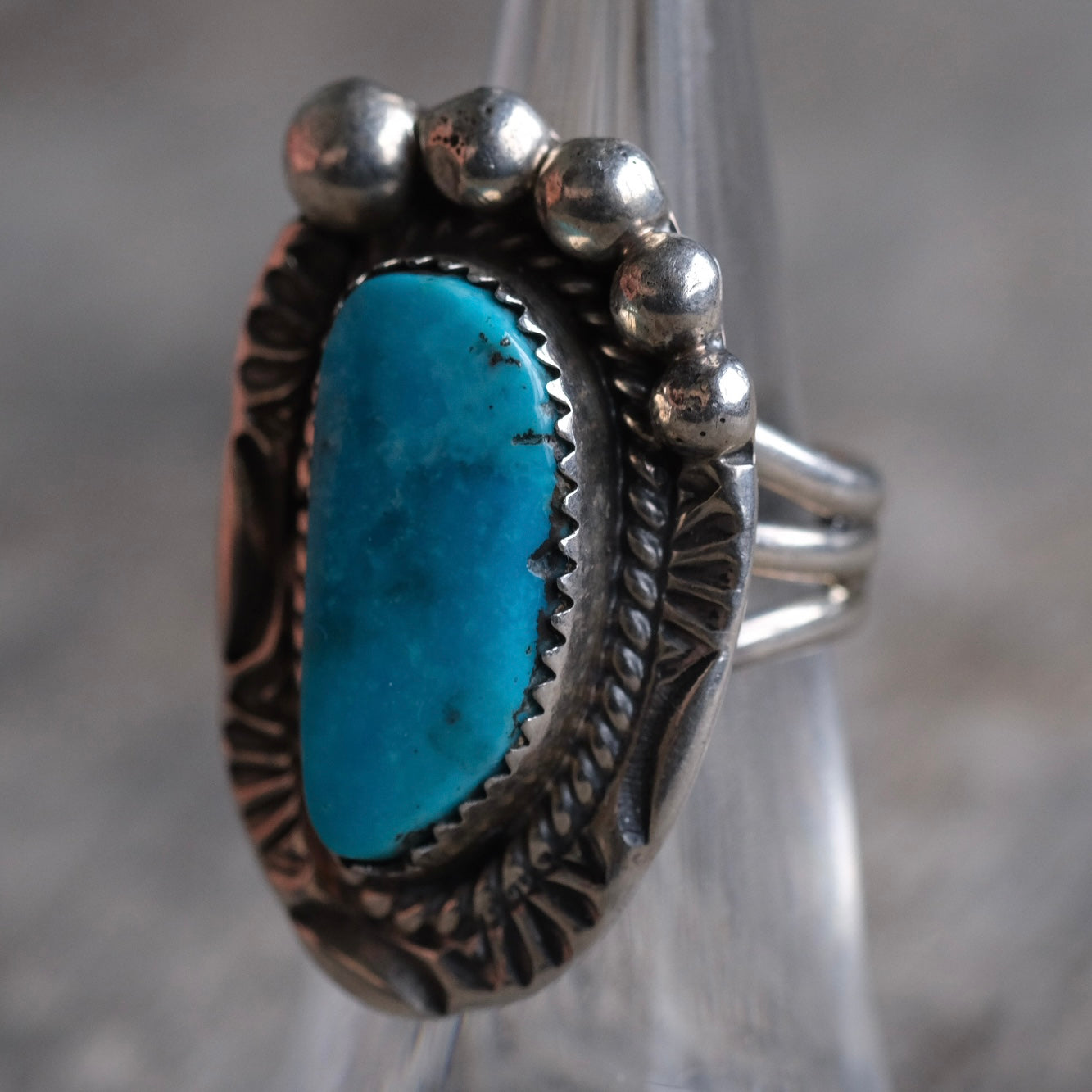 Vintage Sterling Turquoise Ring 5.25