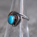 Vintage Sterling Turquoise Feather Ring 6.5