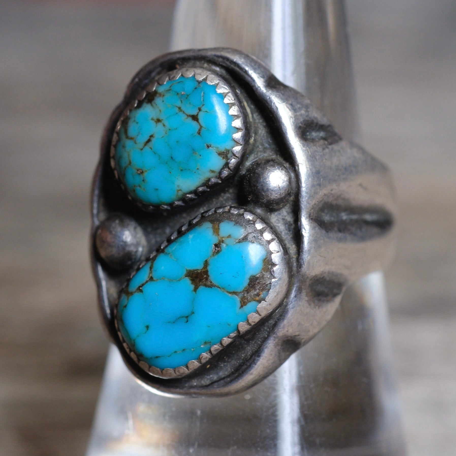 Vintage Sterling 2-Stone Turquoise Ring 9