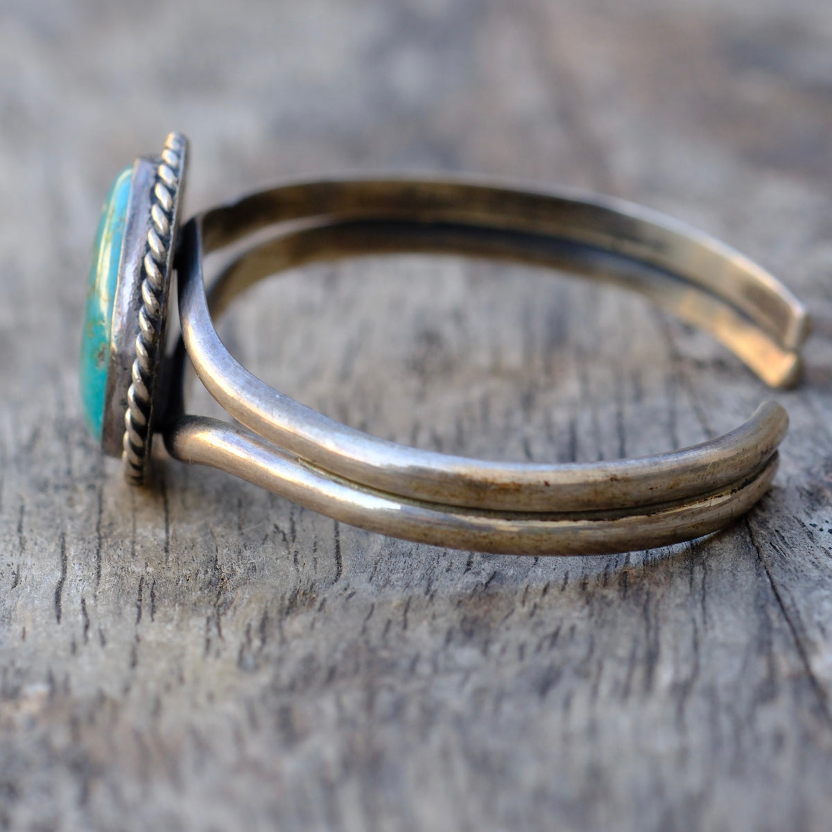 Vintage Sterling Turquoise Roper Cuff Bracelet