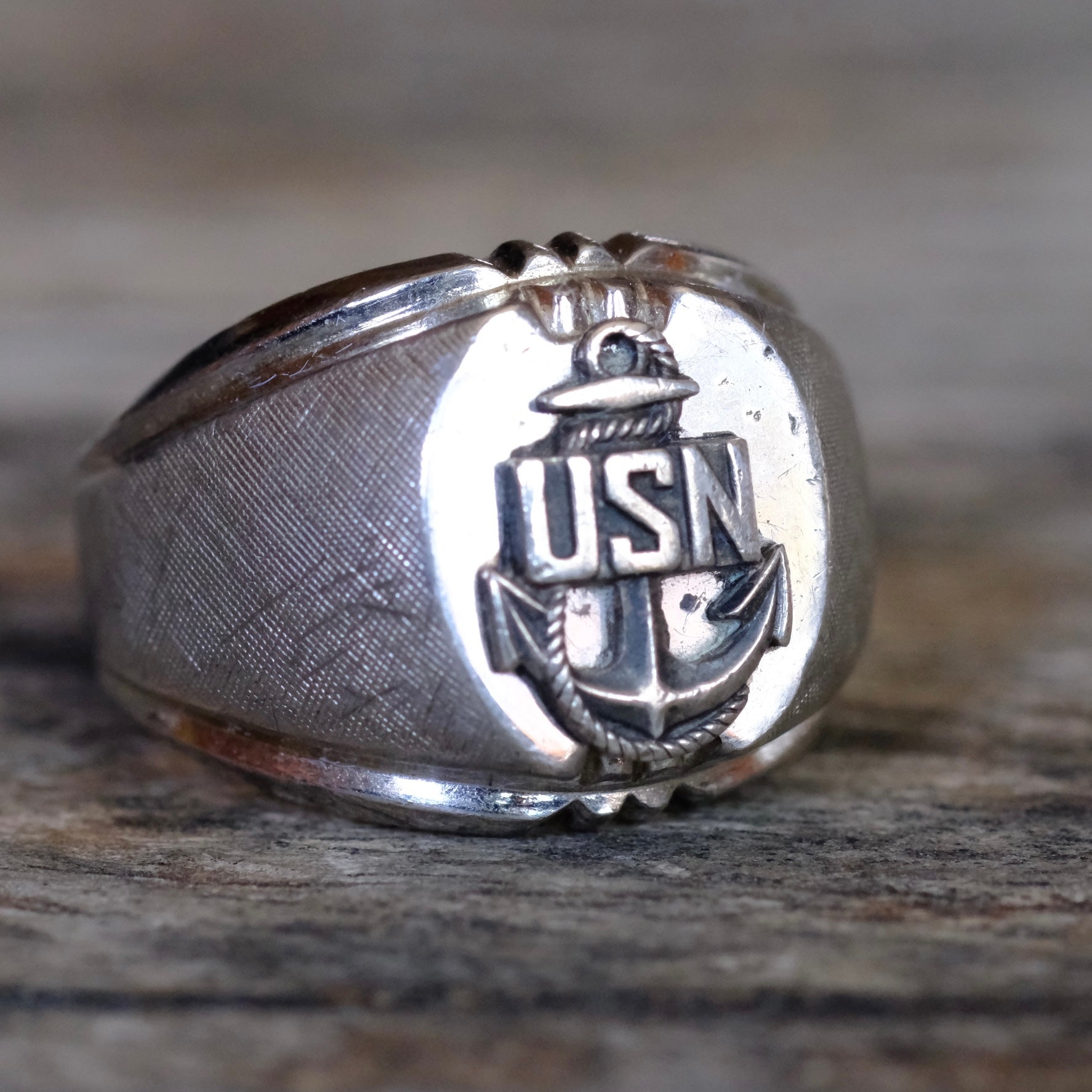 Vintage Sterling Silver USN Ring 6.5