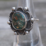 Vintage Sterling Turquoise Shadowbox Ring 5.5