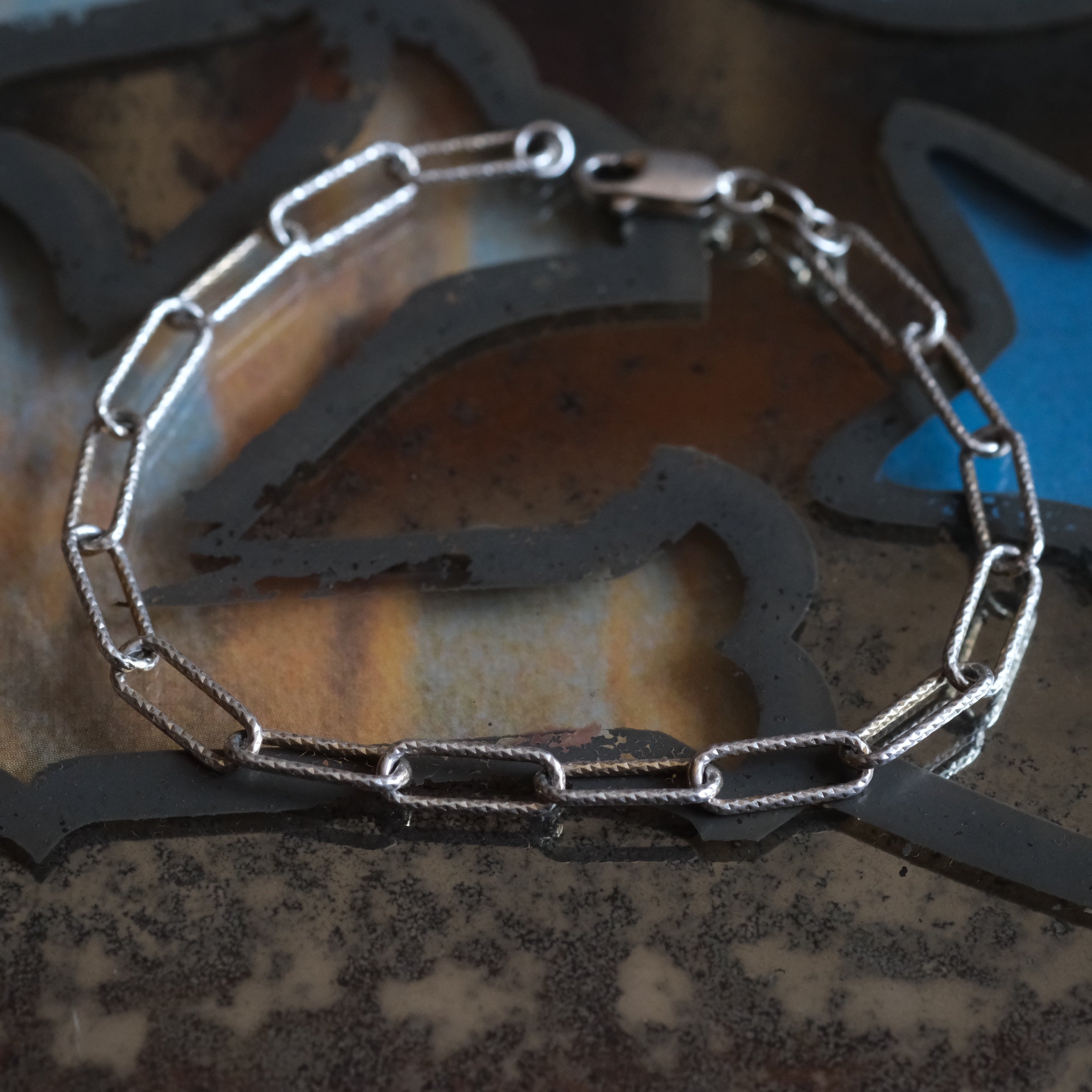 Vintage Sterling Paperclip Chain Bracelet 7.5"